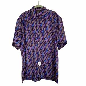 Monzini Collection Sz L Polyester Print Shirt